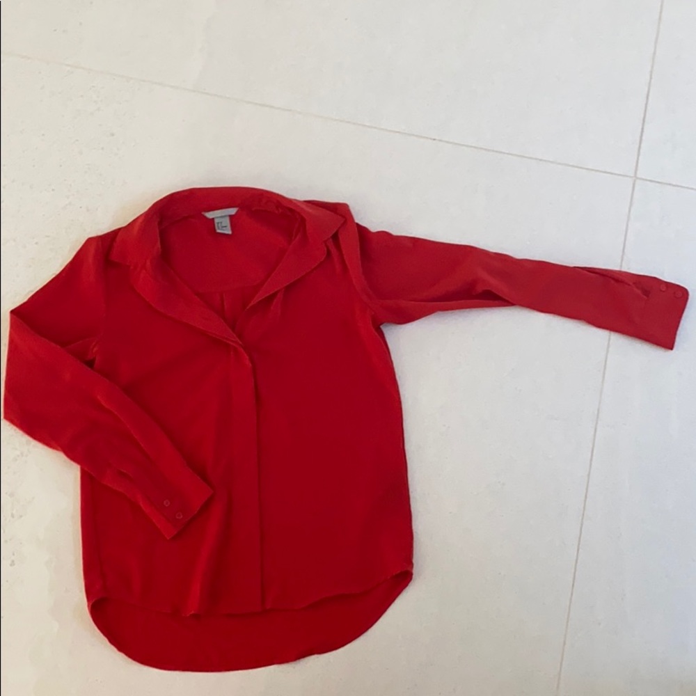 Red long sleeve blouse - like new
